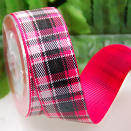 Custom Printed Grosgrain Ribbon Tartan / Grid Ribbon Decoration Bows For Dress / Gifts