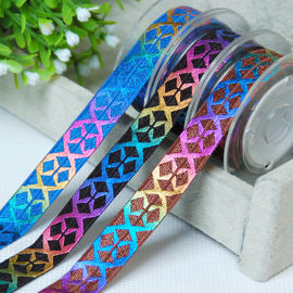 Colorful Rainbow Gold Stretchy Ribbon For Hair Ties , Gifts Wrapping Flat Elastic Ribbon