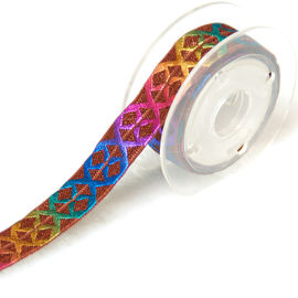 Colorful Rainbow Gold Stretchy Ribbon For Hair Ties , Gifts Wrapping Flat Elastic Ribbon