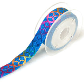 Colorful Rainbow Gold Stretchy Ribbon For Hair Ties , Gifts Wrapping Flat Elastic Ribbon
