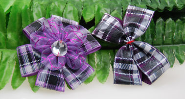Custom Printed Grosgrain Ribbon Tartan / Grid Ribbon Decoration Bows For Dress / Gifts