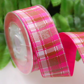 Custom Printed Grosgrain Ribbon Tartan / Grid Ribbon Decoration Bows For Dress / Gifts