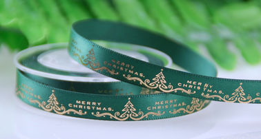 Elegant Christmas Printing Ribbon 9 MM by Foil Gold Print for Holiday Decoration