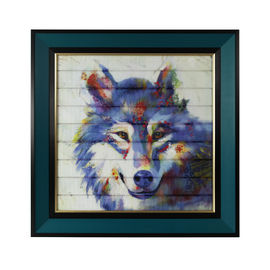 Wolf Ribbon Painting European Wall Art Animal Artwork Wooden Framed Stretched