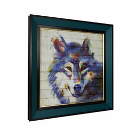 Wolf Ribbon Painting European Wall Art Animal Artwork Wooden Framed Stretched