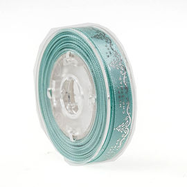 Christmas Foil Gold Printed Satin Ribbon For Gifts Wrapping Green Color