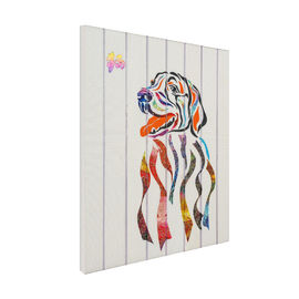 Stretched Dog Ribbon Painting Soft Hand Feeling For Living Room Custom Design
