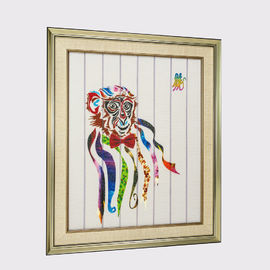 Chinese Zodiac Framed Art Twelve Animals Monkey Home Decor Ribbon Painting Decorative Wall Hangings Ready to Hang