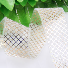 25mm Plain Double Side Ribbon , White Organza Ribbon For Beauty Packaging