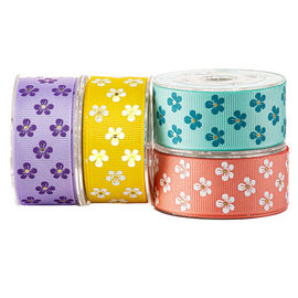 Flower Printed Grosgrain Ribbon , Personalized Grosgrain Ribbon Candy Bag Wrapping