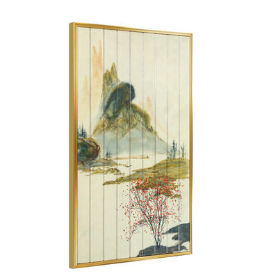 Framed Nature River Scene Ribbon Chinese Style Painting