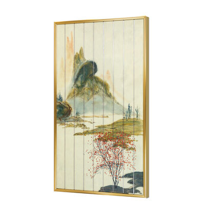 Framed Nature River Scene Ribbon Chinese Style Painting
